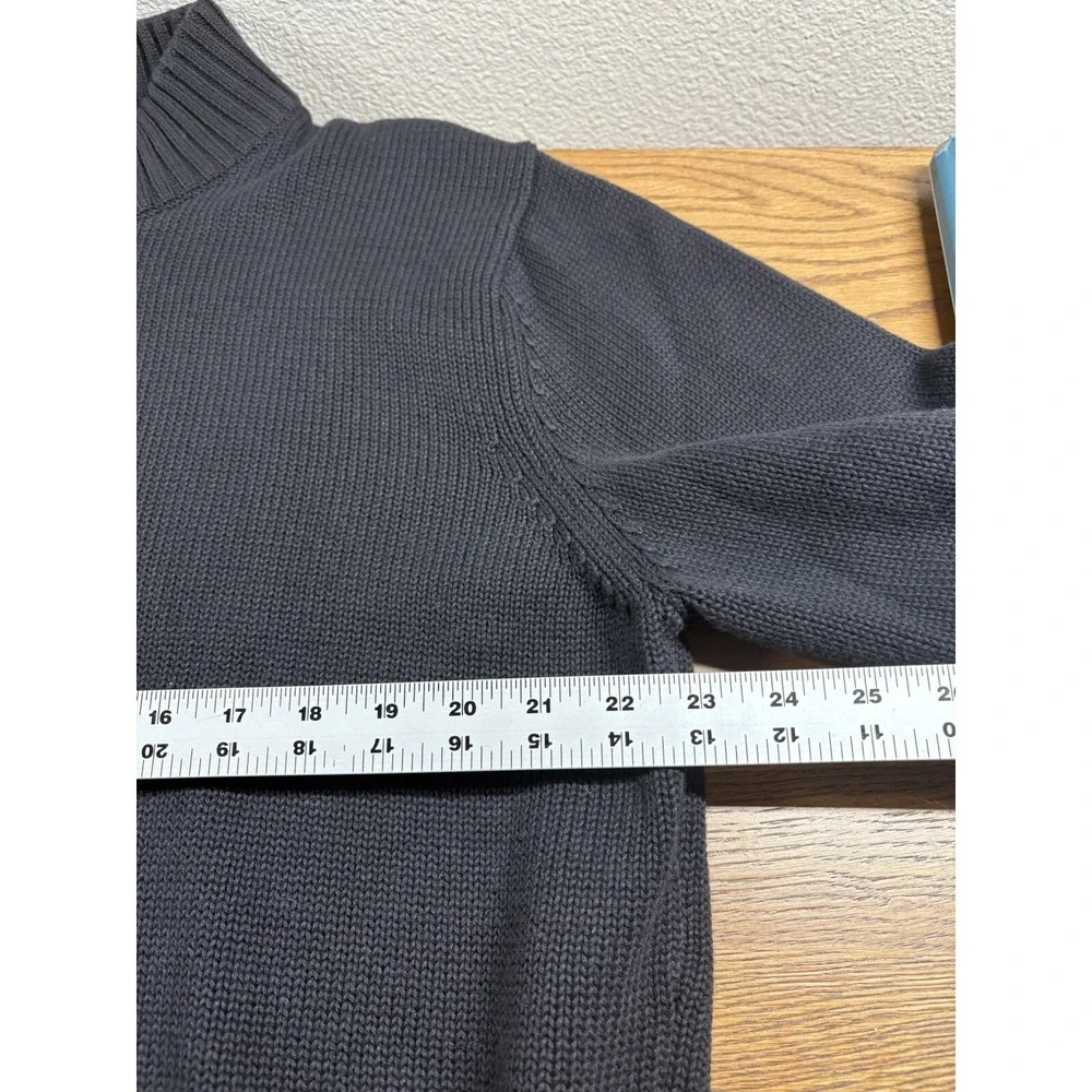 Lands End Cardigan Mens Size Large Navy Full Zip 100% Wool‎ Minimalist Classic